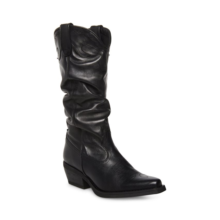 Botas Altas Steve Madden Whiskey Cuero Mujer Negras | ES HT921S